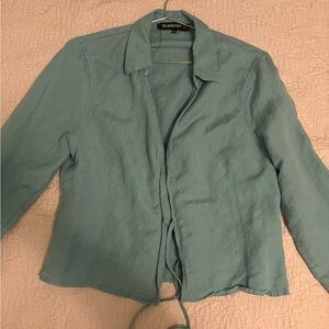 Flawed Blank NYC Seafoam Green Lightweight Tie-Front Shirt